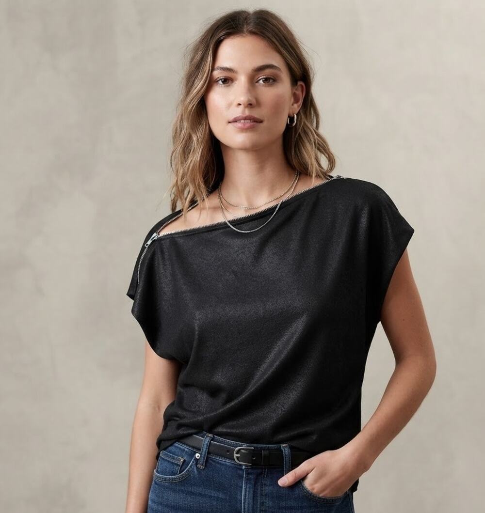 Wayne Textured Zipper Neck Tank